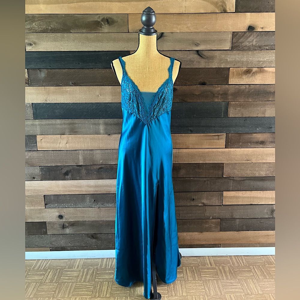 Vintage 80s Victoria’s Secret Gold Label Slip Mesh Satin Lingerie Dress